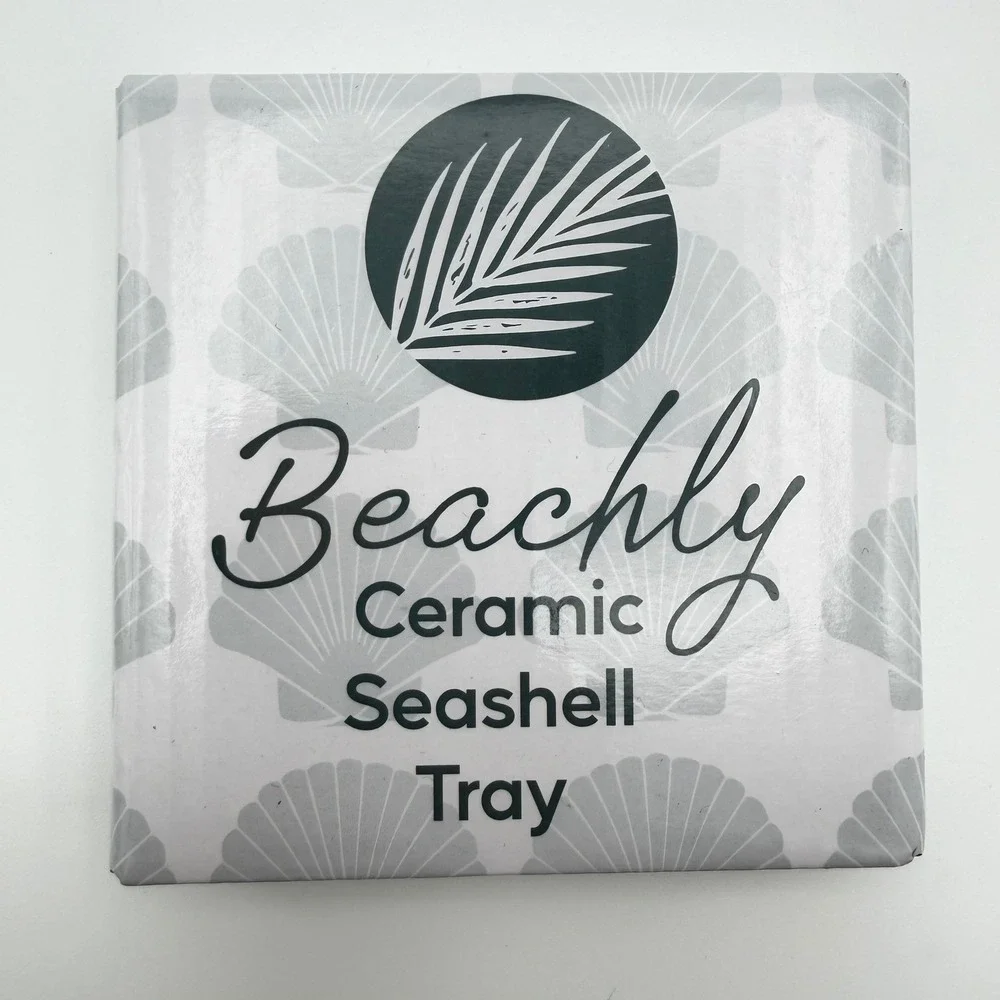 Beachly Ceramic‎ Seashell Tray Speckled Grey Coastal Jewelry Dish Trinket Holder